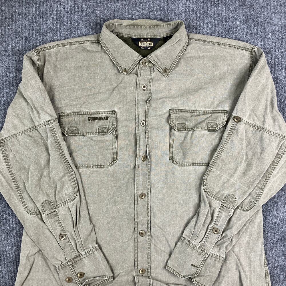 Guide Gear Button Shirt Mens Size‎ L Green Utility Cotton Outdoor Hunting Casual